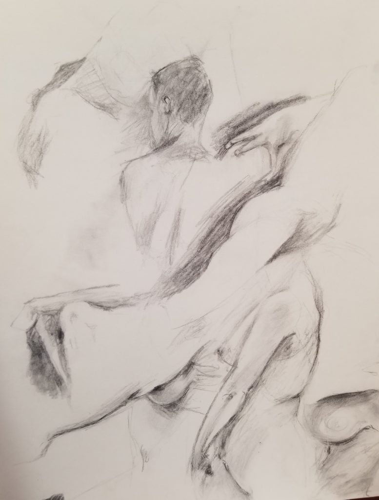 Figure studies. 2017. Charcoal on paper. 24 x 18 in / 60.96 x 45.72 cm