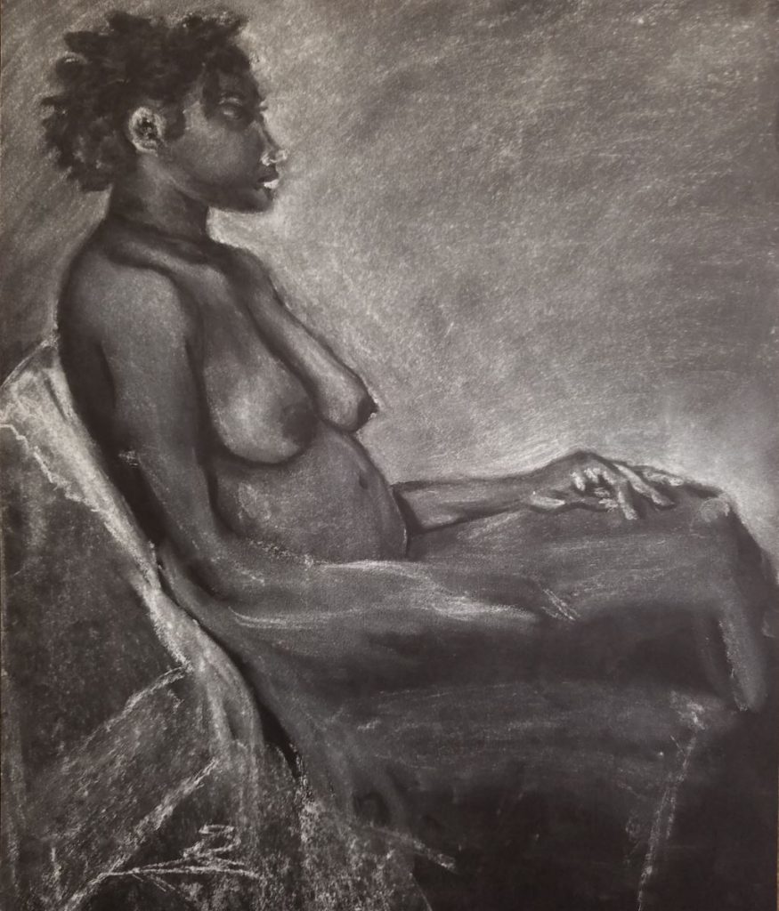 Figure Value Study. 2017. White chalk on black paper.  24 x 18 in / 60.96 x 45.72 cm