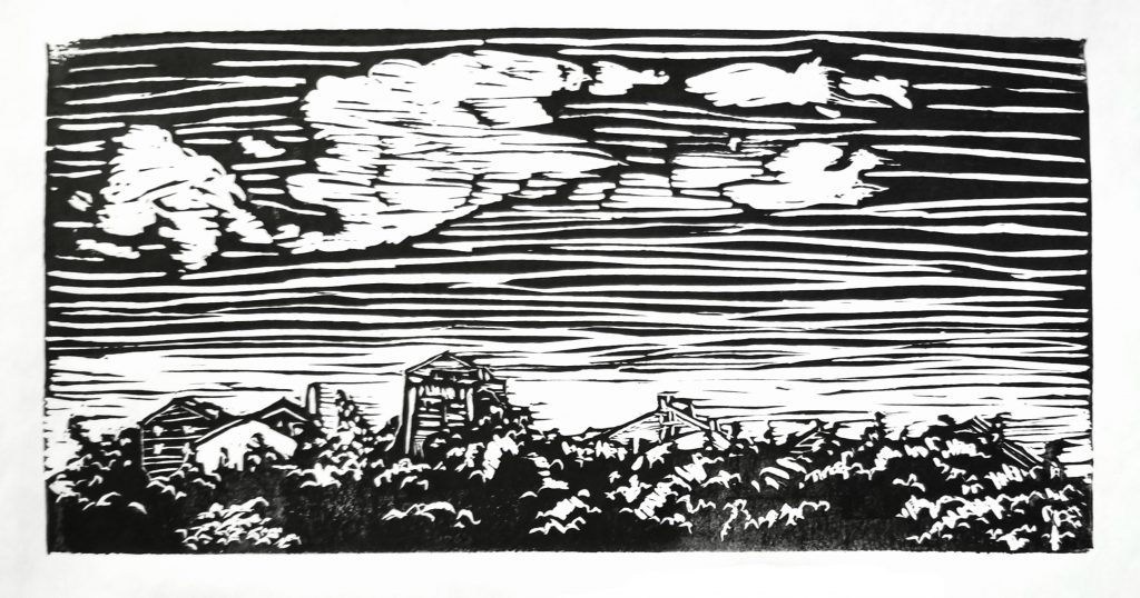 Solna. 2017. Rubber block print on paper. 8 x 12 in / 20.32 x 30.48 cm