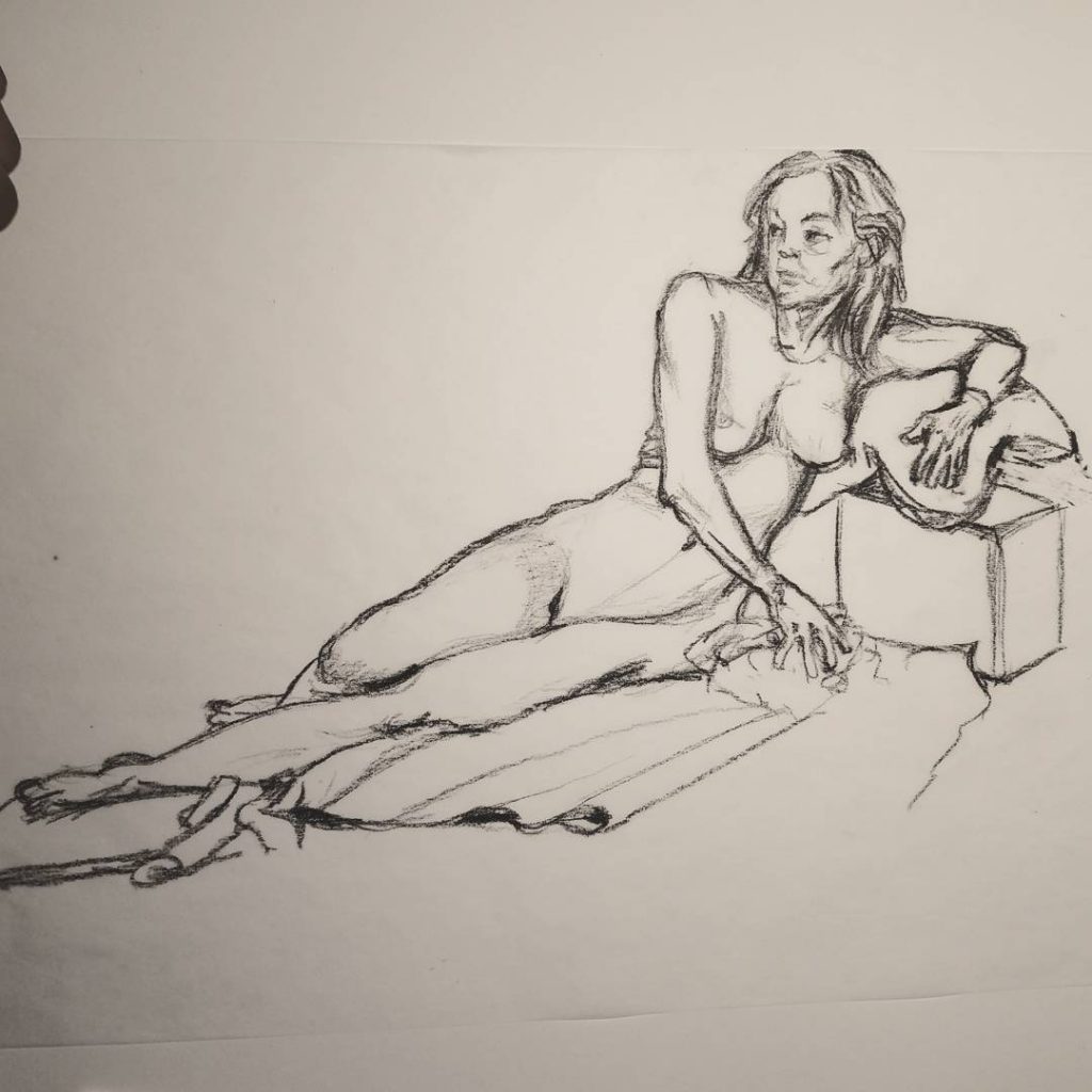 Life Drawing. 2017. Grease pencil on vellum. 