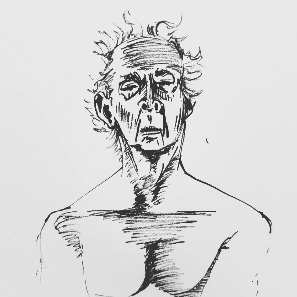 Ink Man. 2017. India ink on paper. 7 x 7 in / 17.78 x 17.78 cm