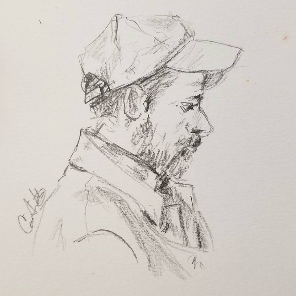 Waiting. 2017. Graphite on paper. 4 x 6 in / 10.16 x 15.24 cm